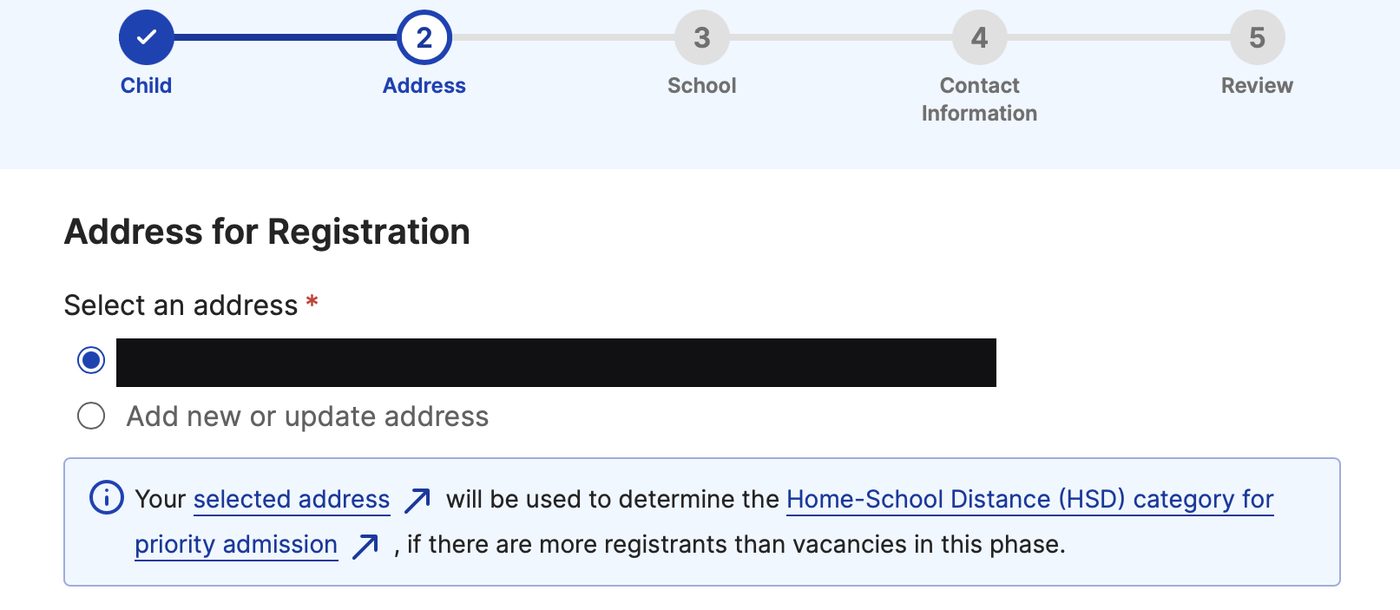 Address step on the MOE Placement portal